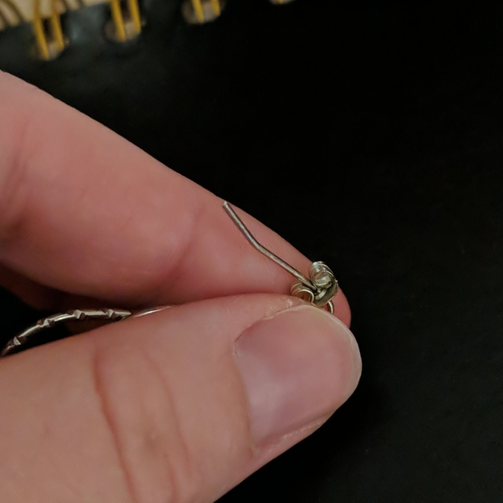 Silver Circle Style Dangle Earrings - image 7